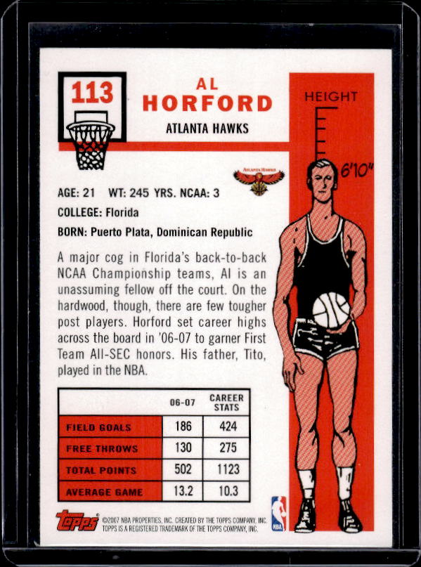 2007-08 Topps #113 Al Horford 1957-58 Variations