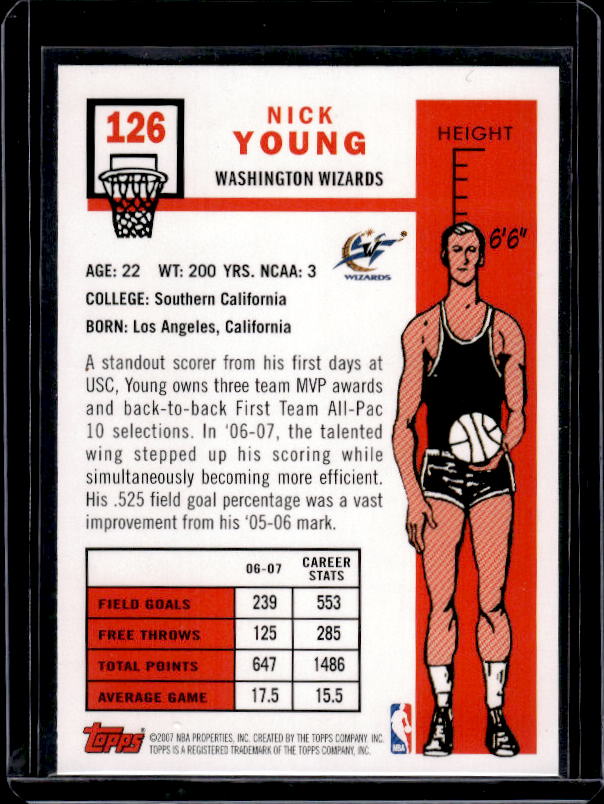 2007-08 Topps #126 Nick Young 1957-58 Variations