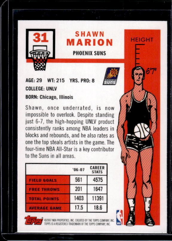 2007-08 Topps #31 Shawn Marion 1957-58 Variations