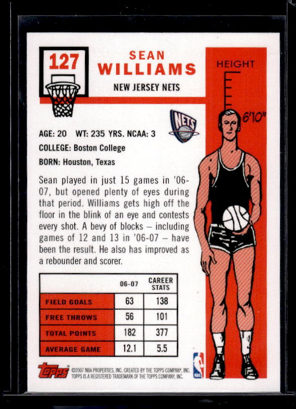 2007-08 Topps #127 Sean Williams 1957-58 Variations