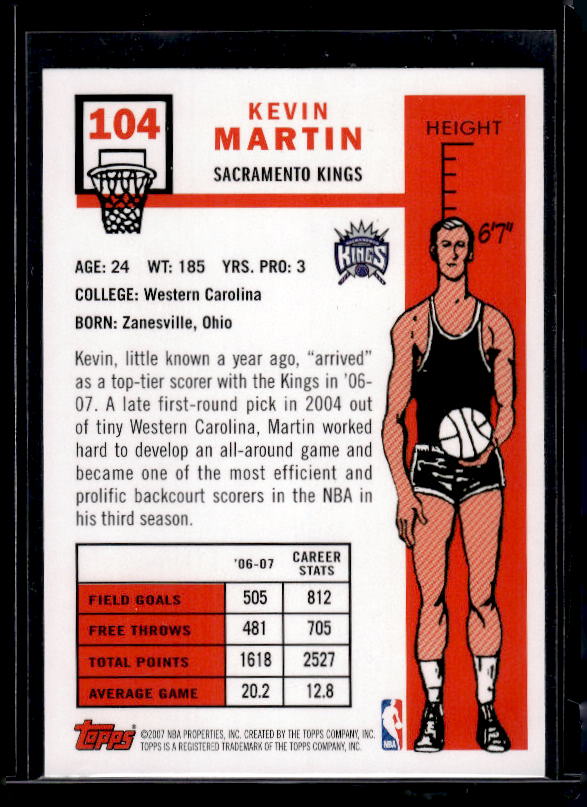 2007-08 Topps #104 Kevin Martin 1957-58 Variations