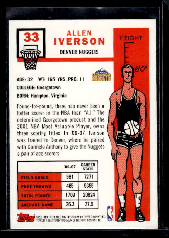 2007-08 Topps #33 Allen Iverson 1957-58 Variations