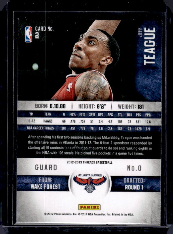 2012-13 Panini Threads #2 Jeff Teague