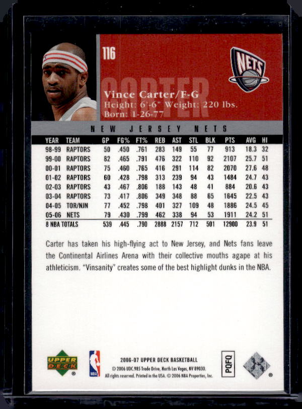 2006-07 Upper Deck #116 Vince Carter