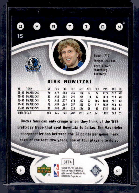 2006-07 Upper Deck Ovation #15 Dirk Nowitzki