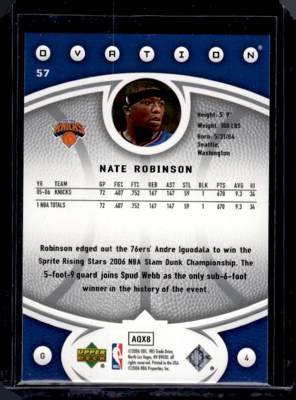 2006-07 Upper Deck Ovation #57 Nate Robinson