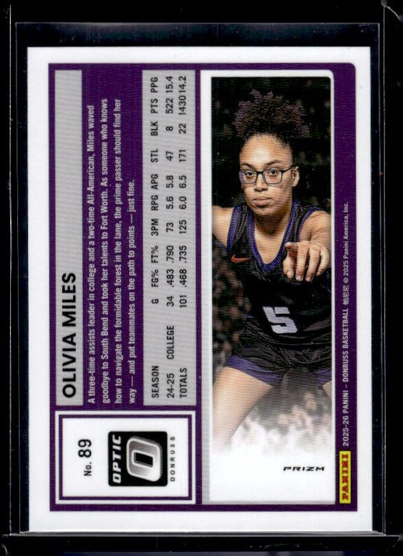 2025-26 Donruss #89 Olivia Miles Optic Blue Cracked Ice