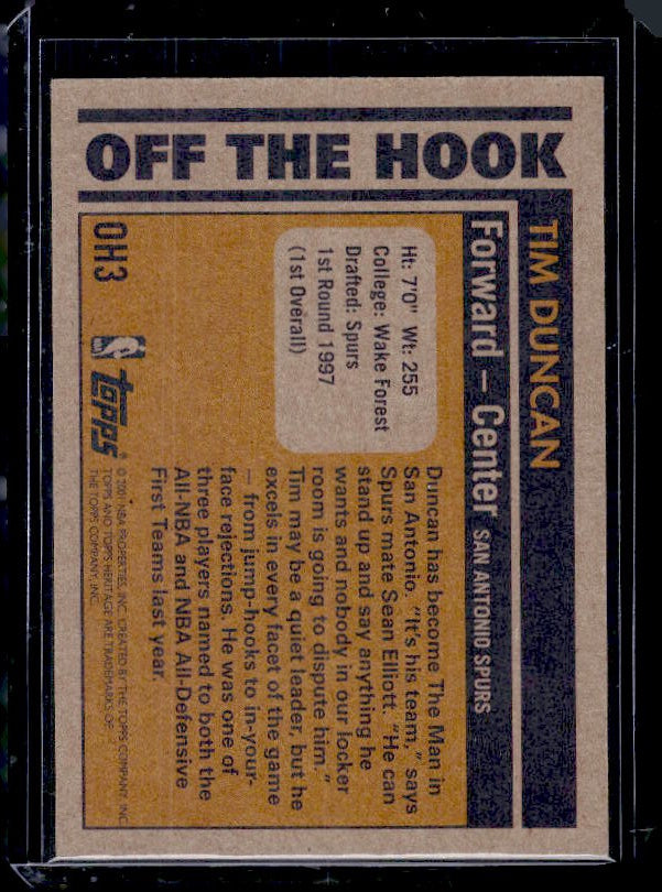 2000-01 Topps Heritage #OH3 Tim Duncan Off the Hook