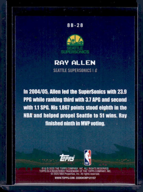2025-26 Topps #8B-28 Ray Allen 8-Bit Ballers