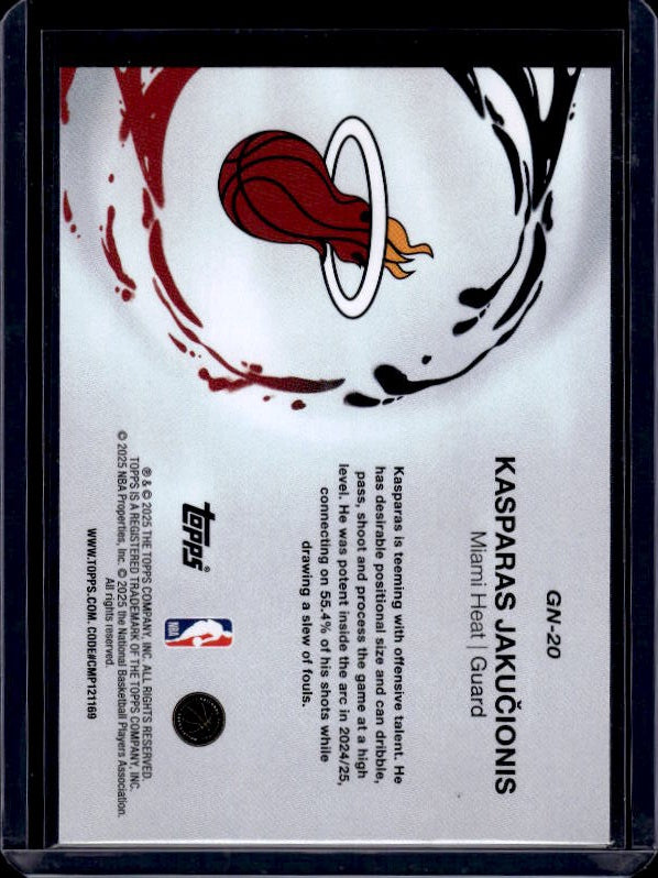 2025-26 Topps #GN-20 Kasparas Jakučionis Generation Now