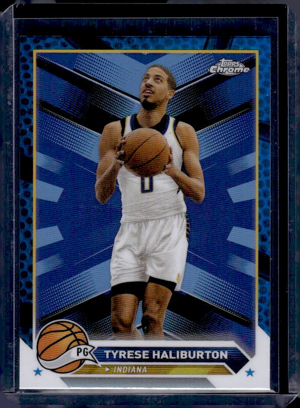 2023-24 Topps Chrome #4 Tyrese Haliburton Blue Basketball Refractors