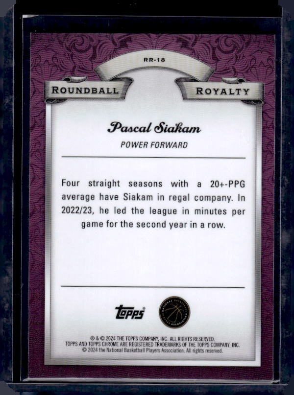 2023-24 Topps Chrome #RR-18 Pascal Siakam Roundball Royalty