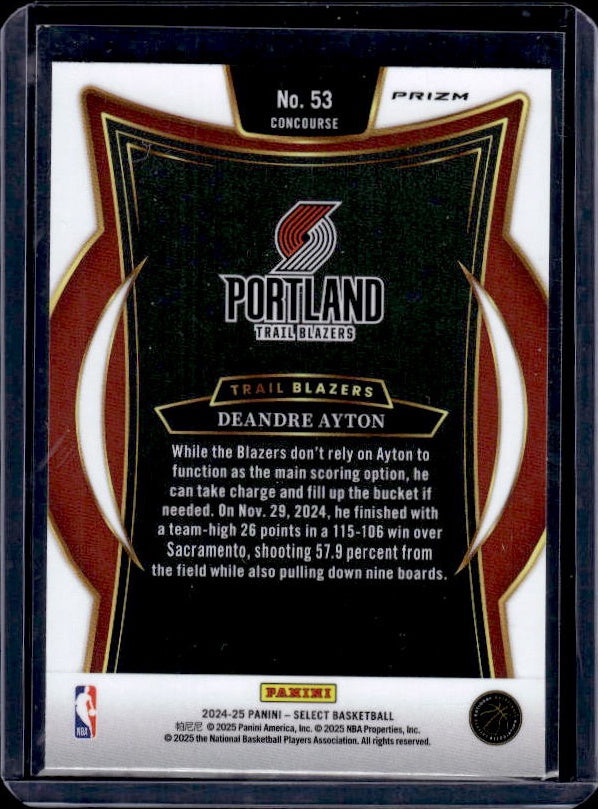 2024-25 Panini Select #53 Deandre Ayton Orange Flash Prizm
