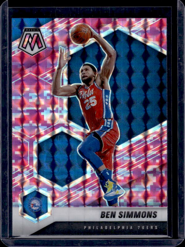 2020-21 Panini Mosaic #104 Ben Simmons Mosaic Camo Pink