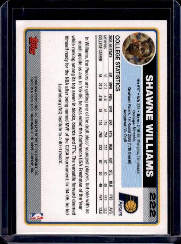 2006-07 Topps #222 Shawne Williams
