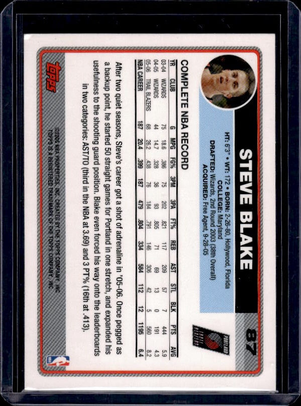 2006-07 Topps #87 Steve Blake
