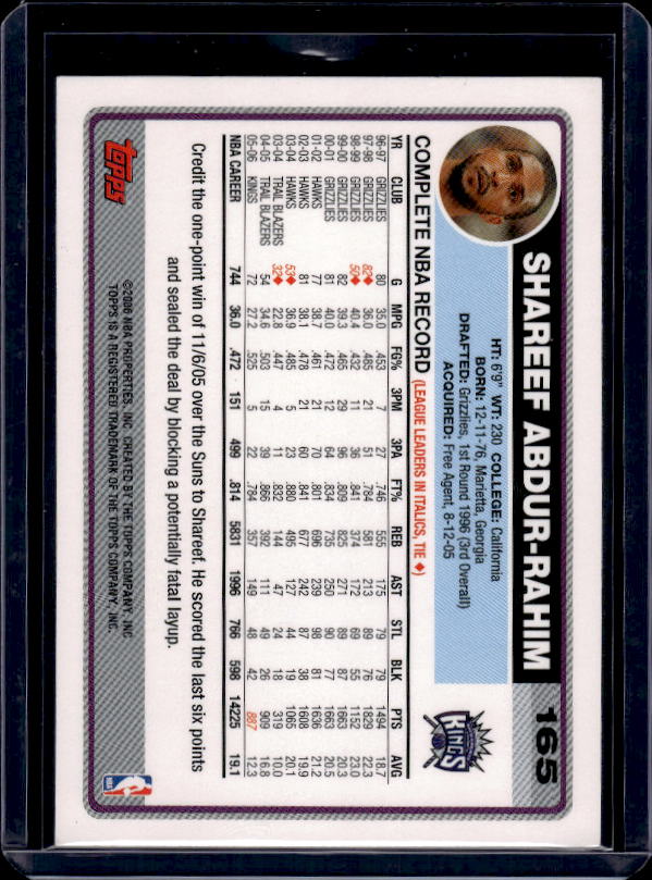 2006-07 Topps #165 Shareef Abdur-Rahim