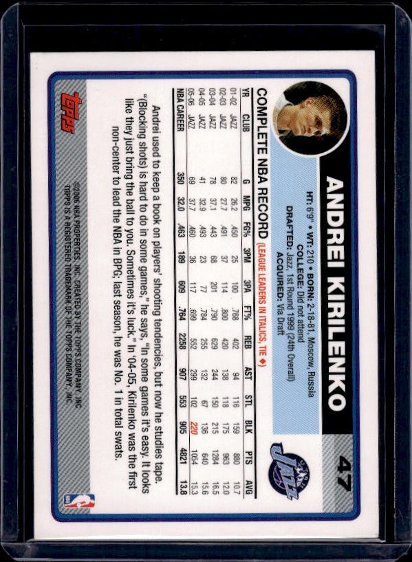 2006-07 Topps #47 Andrei Kirilenko