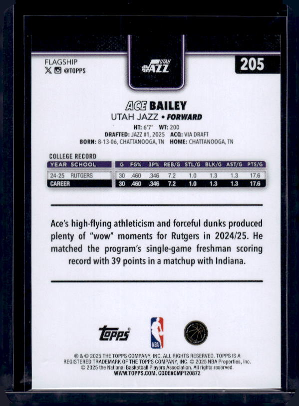 2025-26 Topps #205 Ace Bailey