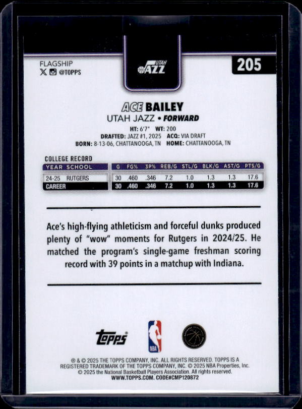 2025-26 Topps #205 Ace Bailey