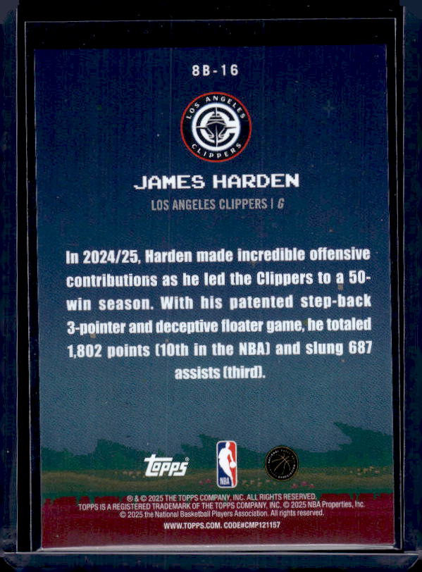 2025-26 Topps #8B-16 James Harden 8-Bit Ballers