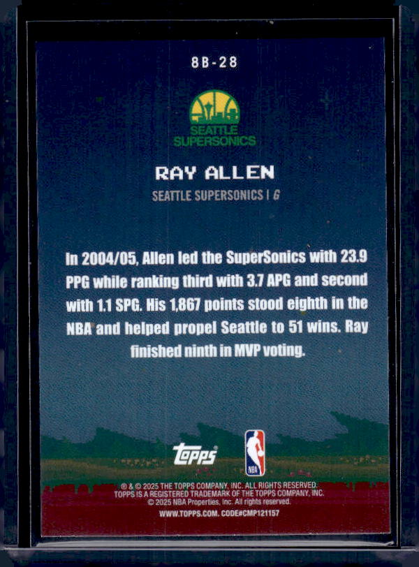 2025-26 Topps #8B-28 Ray Allen 8-Bit Ballers