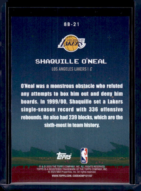 2025-26 Topps #8B-21 Shaquille O'Neal 8-Bit Ballers