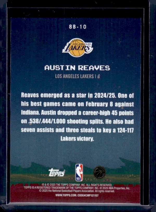 2025-26 Topps #8B-10 Austin Reaves 8-Bit Ballers