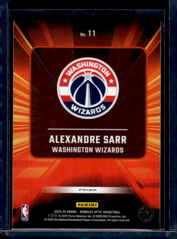 2024-25 Donruss Optic #11 Alexandre Sarr Express Lane Holo