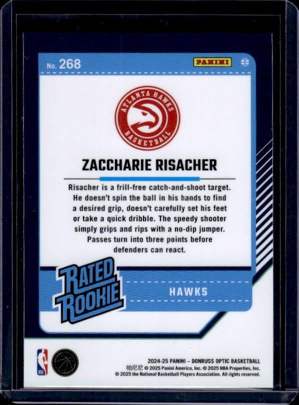 2024-25 Donruss Optic #268 Zaccharie Risacher