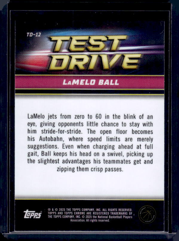 2024-25 Topps Chrome #TD-12 LaMelo Ball Test Drive