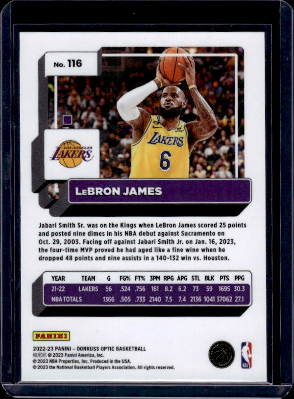 2022-23 Donruss Optic #116 LeBron James