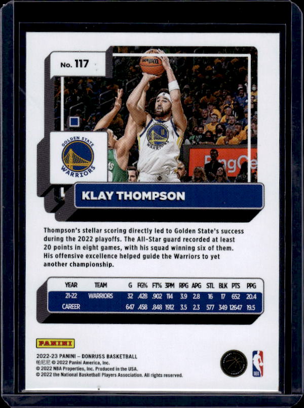 2022-23 Donruss #117 Klay Thompson Yellow Flood