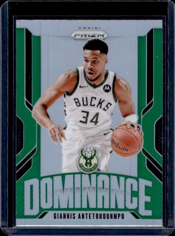 2024-25 Panini Prizm #4 Giannis Antetokounmpo Dominance Prizms Green