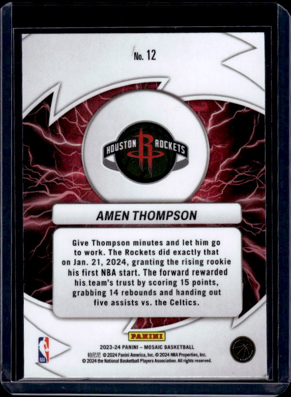 2023-24 Panini Mosaic #12 Amen Thompson Thunder Road