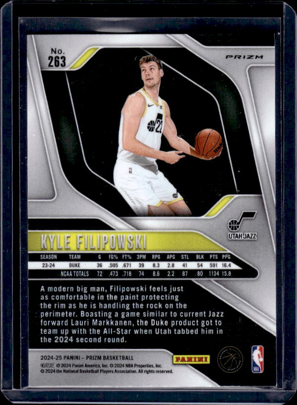 2024-25 Panini Prizm #263 Kyle Filipowski Prizms Pink Ice