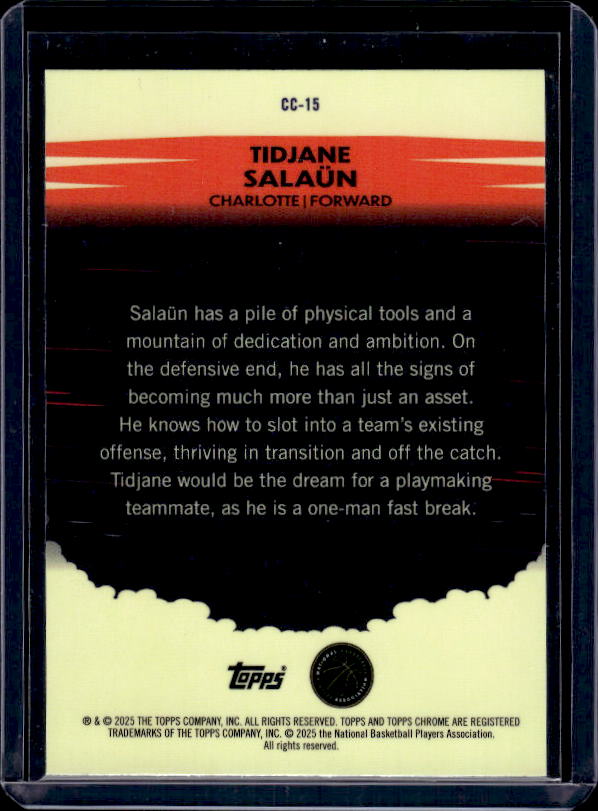2024-25 Topps Chrome #CC-15 Tidjane Salaün Countdown Blue Basketball Refractor
