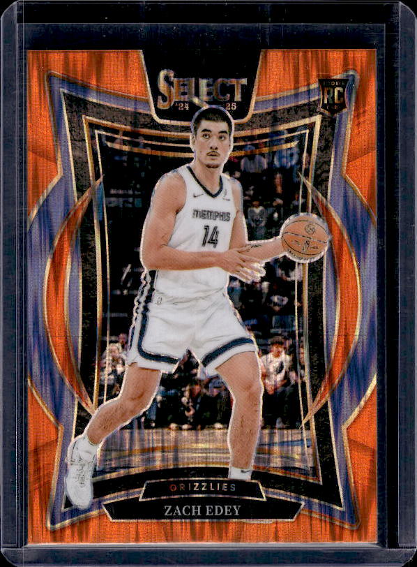 2024-25 Panini Select #98 Zach Edey Orange Flash Prizm