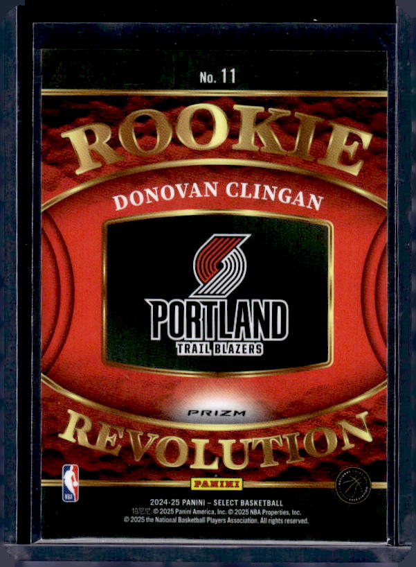 2024-25 Panini Select #11 Donovan Clingan Rookie Revolution Silver Prizms