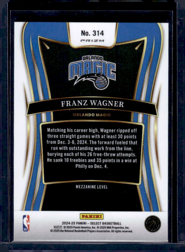 2024-25 Panini Select #314 Franz Wagner Blue Prizm
