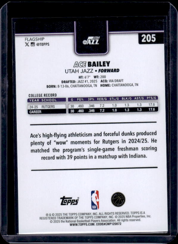 2025-26 Topps #205 Ace Bailey