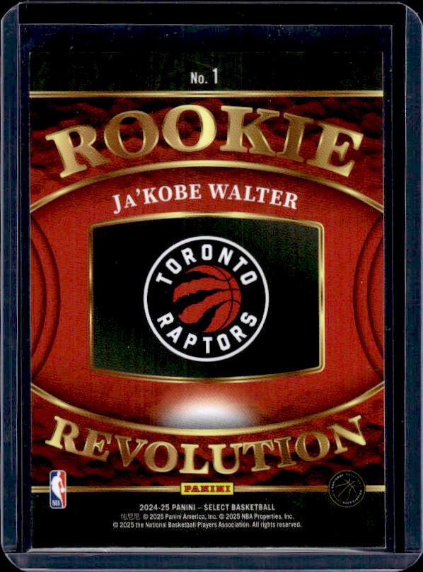 2024-25 Panini Select #1 Ja'Kobe Walter Rookie Revolution