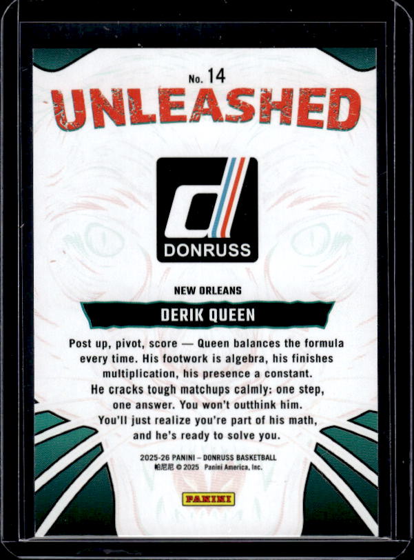 2025-26 Donruss #14 Derik Queen Unleashed Red Cubic #/199