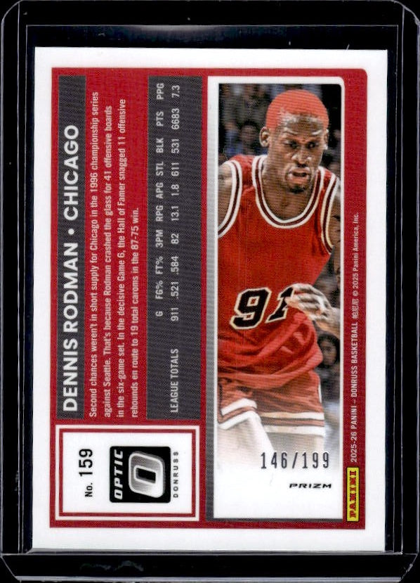 2025-26 Donruss #159 Dennis Rodman Optic Orange Shock #/199