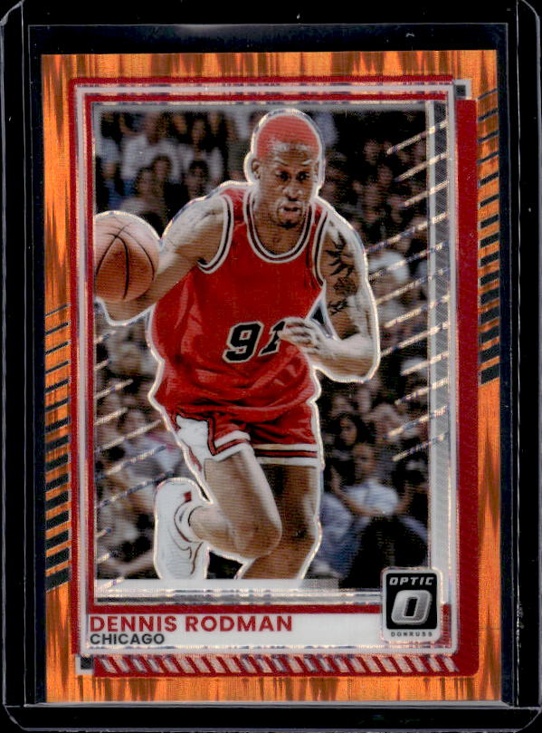 2025-26 Donruss #159 Dennis Rodman Optic Orange Shock #/199