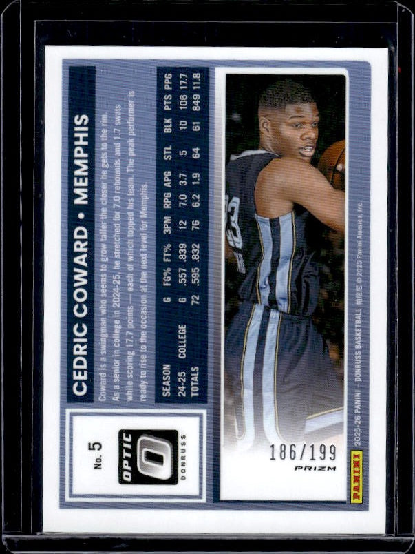 2025-26 Donruss #5 Cedric Coward Optic Orange Shock #/199