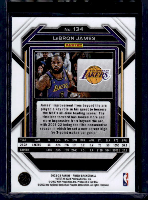 2022-23 Panini Prizm #134 LeBron James