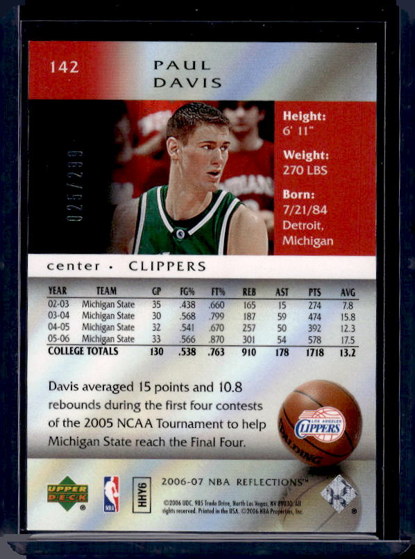 2006-07 Upper Deck Reflections #142 Paul Davis Gold #/299