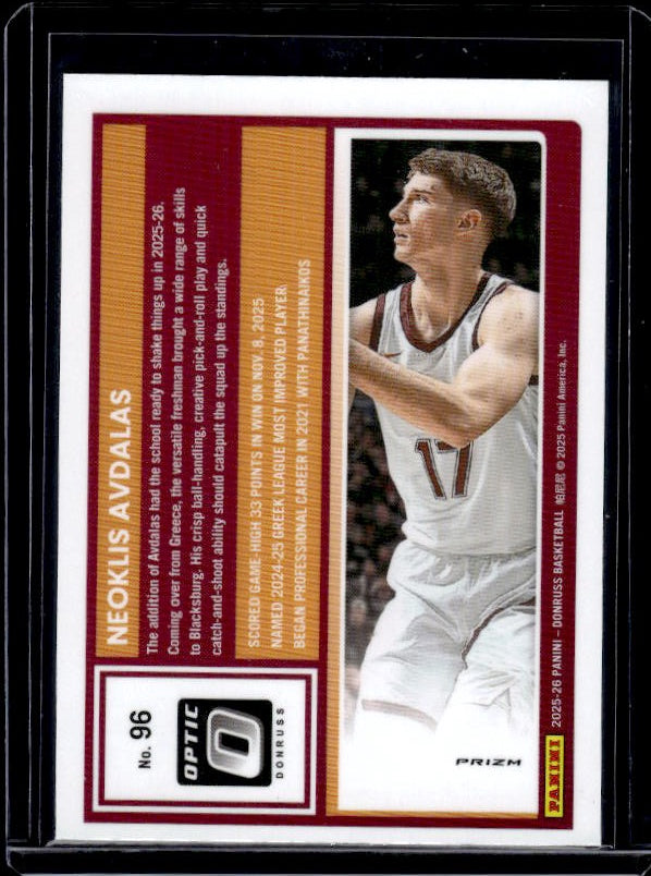 2025-26 Donruss #96 Neoklis Avdalas Optic Holo