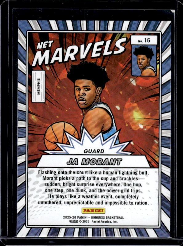 2025-26 Donruss #16 Ja Morant Net Marvels